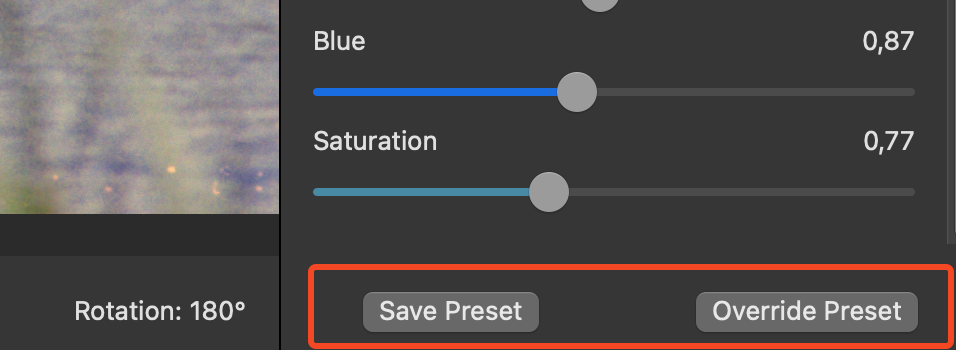 Save and Override Presets